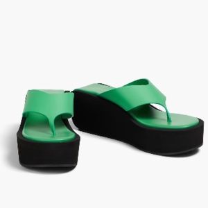 FRAME Le Ocean‎ leather sandals Green Black Sz 37 US 6.5-7